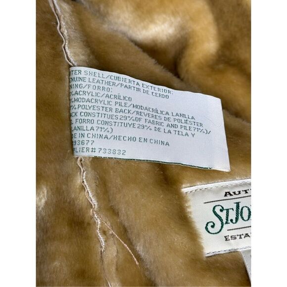 Vintage Y2K St. John’s Bay camel penny lane suede coat with fur trim size XL - Picture 11 of 13